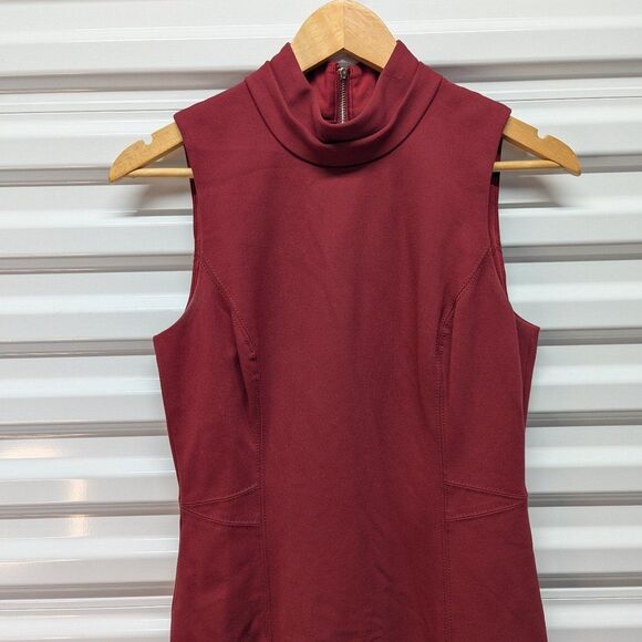 WHBM Size 4 Deep Red Mock Neck Bodycon Dress - Picture 5 of 10